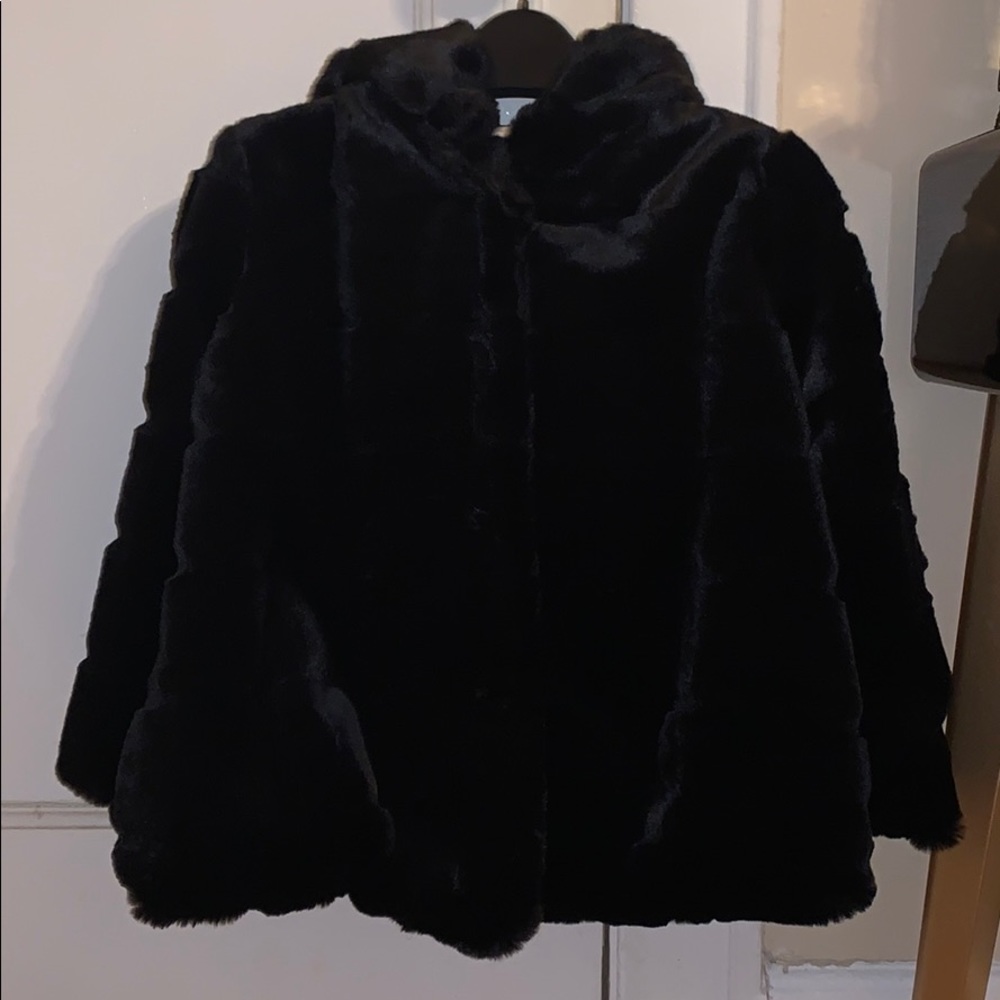 Apparis Black Faux Fur Kids Coat